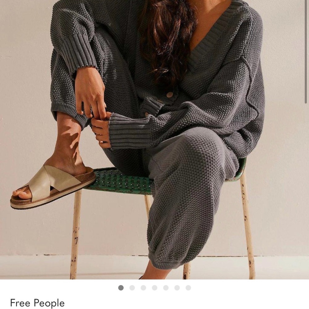 Free People Charcoal Gray Waffle Knit Jogger Pants